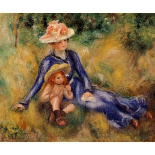 Decorative Canvas Wall Art Home Decor Figure Oil Painting Yvonne and Jean by Pierre Auguste Renoir Impressionist Hand Painted