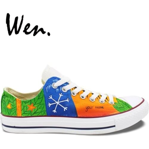 Wen Hand Painted Shoe Design Custom Snowflake Paw Player Men Womens Christmas Gift Low Top Canvas Sneaker Boy Girl Single Shoes