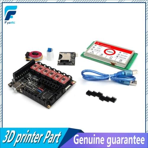 FYSETC F6 V1.3 ALL-in-one Mainboard + 4.3" Touch Screen 4.3 inch Display With SD Reader + 6pcs Red A4988 Stepper Motor Driver