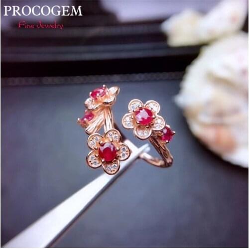 Natural Pigeon Blood plum flower Ruby Rings for Women Party gifts 3mm Genuine gems Fine jewelry 925 Sterling Silver Rings #425
