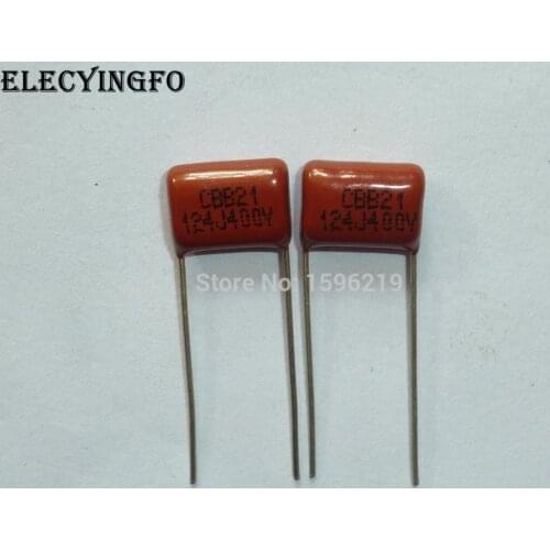 100pcs CBB capacitor 124 400V 124J 0.12uF 120nF P10 CBB21 Metallized Polypropylene Film Capacitor