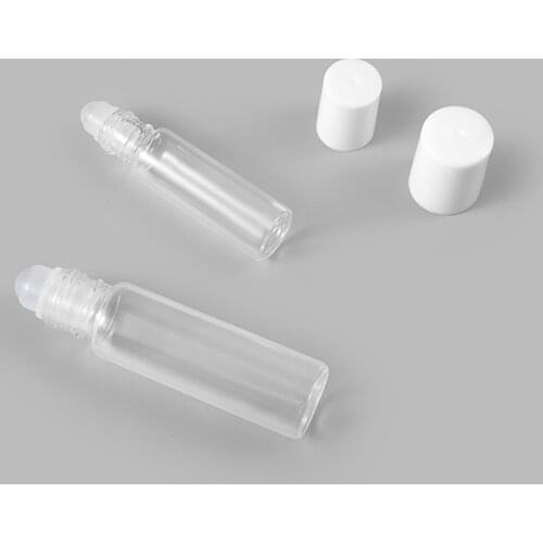 5ml/10ml Glass Roller Bottles Empty Clear With Roll On Empty Cosmetic Essential Oil Vial For Traveler With Glass Ball Hot Sale