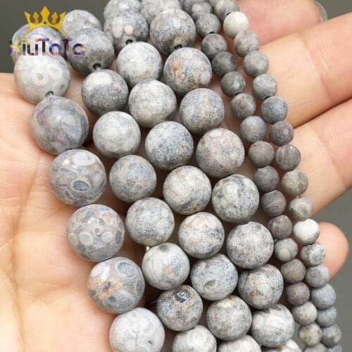 Natural Stone Beads Matte Grey Maifan Round Beads For Jewelry Making DIY Bracelet Ear Studs Accessories 15'' Strands 4/6/8/10mm