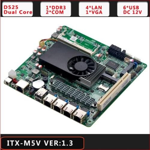 Mini ITX D525 4 Gigabit LAN Firewall Mainboard For 1U Network Server Router
