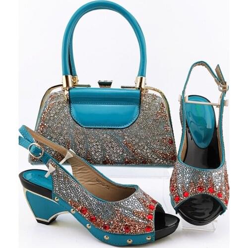 Doershow Italian Shoes And Bag Sets For Evening Party With Stones Italian Leather Handbags Match Bags! SUY1-21