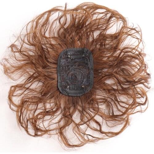 XUANGUANG Top Head Toupees Synthetic Wavy Black Brown Clip In Air Bangs Closure Women Toupee With Bangs