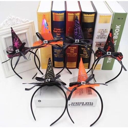 New Halloween Girls Headband Witch Cosplay Headdress Pumpkin Hair Hoop Party Decor Gift School party performance props