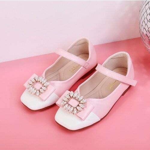 Square head Pearl decoration girls Princess shoes spring summer Girls' sandals Comfortable soft Light Anti-slippery Casual shoes