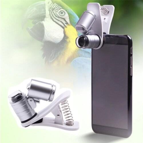 Outdoor Portable 60X 2LED Mini Pocket Microscope Loupe Jeweler Magnifier With LED Lamp for camping Hiking