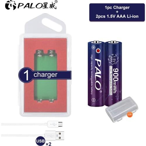 PALO AAA 1.5V 900mWh 1.5v AAA polymer aaa lithium li-ion rechargeable batteries battery 100% Original + 1.5V usb charger