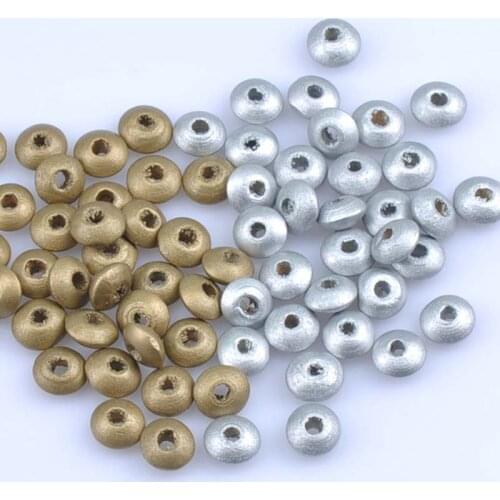 2017 New 12x6mm 200pcs Gold and Silver Flat round Wooden Wheel Beads Fit Jewelry Making DIY MT1477
