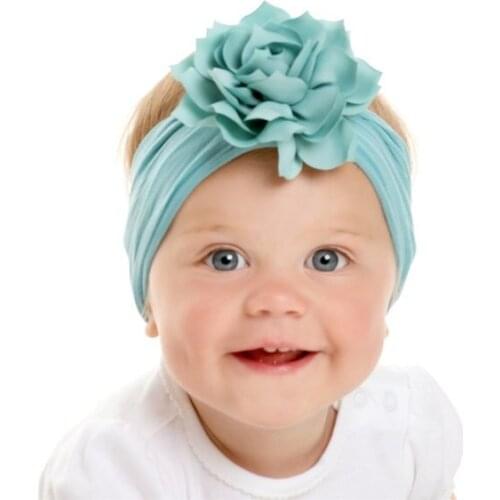 Nishine Lotus Flower Baby Hair Band Elastic Newborn Toddler Kids Floral Headwraps Nylon Headbands Hair Accessories Photo Props