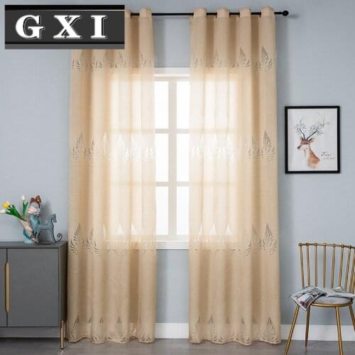 GXI Burnout Leaves Sheer Curtain Sheer Voile Curtains for Kitchen Bedroom Living Room Drape Decor Window Treatment