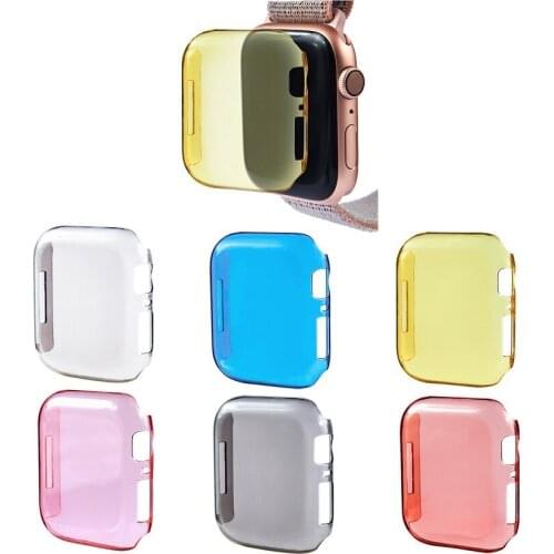 Bulk 5 pcs/lot Transparent Colorful Protection Case Intelligent Electronic Accessory Case for Apple Watch 4 Series of 40/44mmm