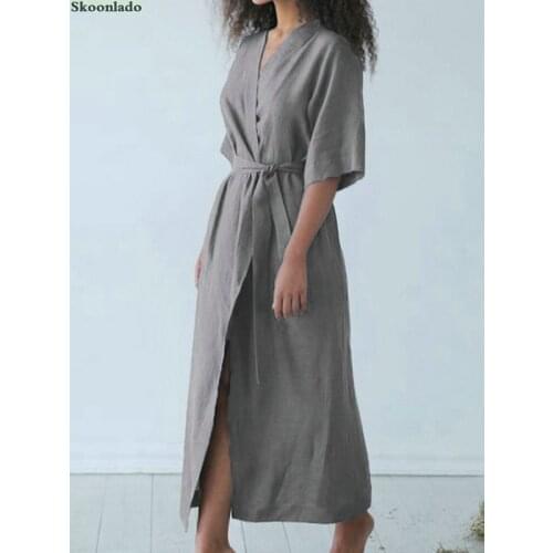 Plus size 5xl women long linen dress high quality design lady linen dress oversize fashion lady linen hot sale clothes elegant