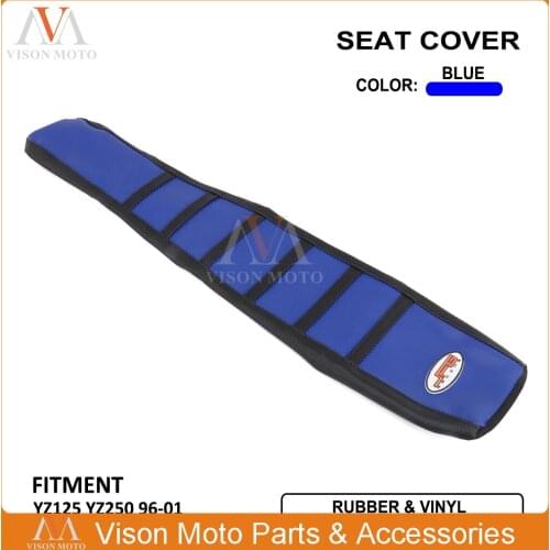 Rib Ribbed Blue Gripper Soft Seat Cover For Yamaha YZ125 YZ250 1996-2001 Dirt Bike Enduro Motorcycle Racing