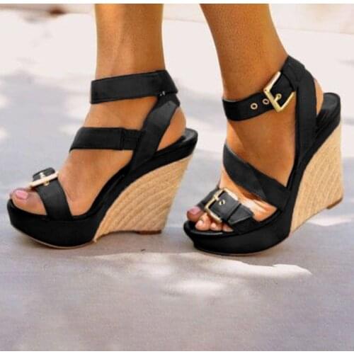 Gladiator Platform Women Sandals Summer Fashion Peep Toe Wedges High Heel Causal Buckle Strap Shoes Ladies Thick Bottom Sandales