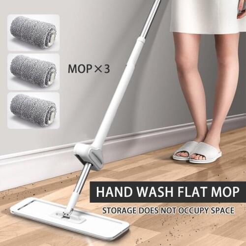 Magic Squeeze Flat Cutting Mop Hands Free For Wash Floor Household Kitchen Floors Cleaning With Microfiber Replacement Mop Head
