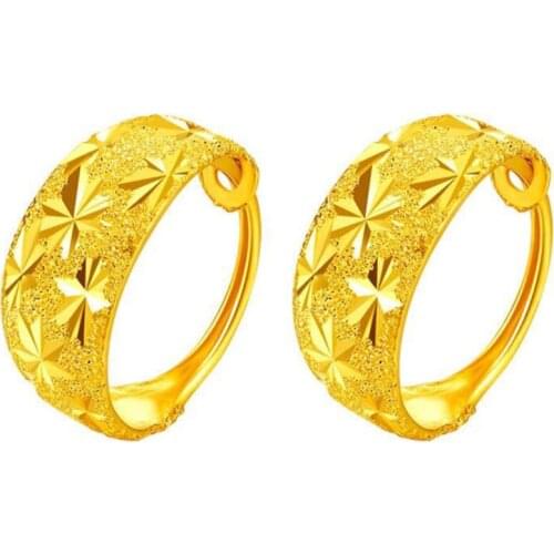 Light Yellow Gold Color Metal Geometric Shape Stud Earrings with Lucky Star Fashion Jewelry