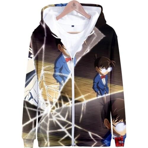 New Detective Conan TV Zipper Hoodie 3D Cap Hoodies Sweatshirts Men/Women Harajuku Hip Hop Case Closed Hooded Pullover