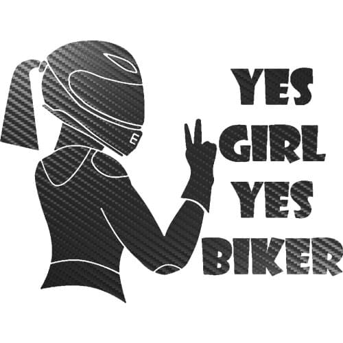 Girl Yes Biker Carbon Fiber Vinyl Car Stickers 3D JDM Funny Stickers on Auto Motorcycle Decals for Car,15cm*9cm