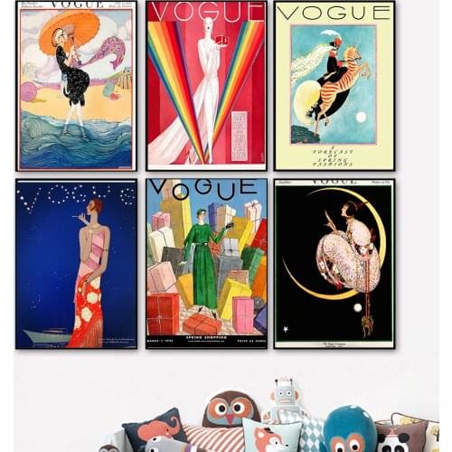 Vintage Poster in kraft paper Vogues Lady Retro Wall Art Paintings Fashion Pictures Print Home Room Decoration