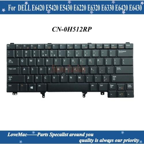 High quality CN-0H512R PK130FN8E05 For DELL E6420 E5420 E5430 E6220 E6320 E6330 E6430 Laptop Keyboard US Black without Backlit