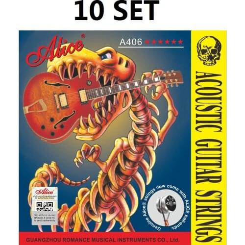 10 Pack Alice A406SL A406L Acoustic Guitar Strings Steel Core Coated Copper Alloy Wound Guitar part accessories