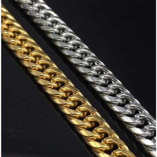 10pcs Gold Chain For Men Hip Hop Jewelry Stainless Steel Curb Chain DIY For Necklace Jewelery Chain