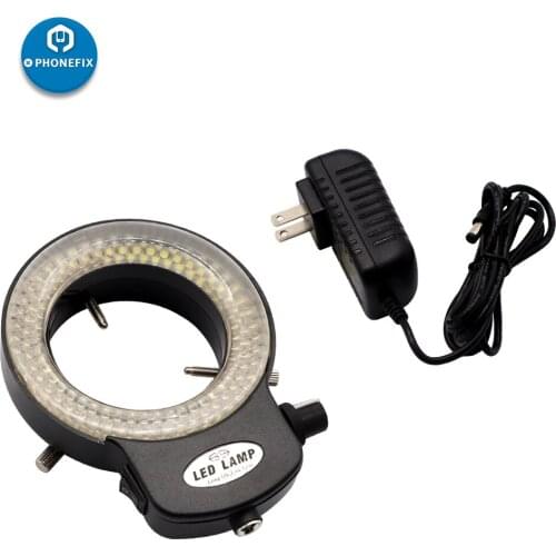 110V 240V 144 LED Ring Light Illuminators Stereo Microscope Camera Lens Light For Phone PCB Soldering Repair Microscope Parts