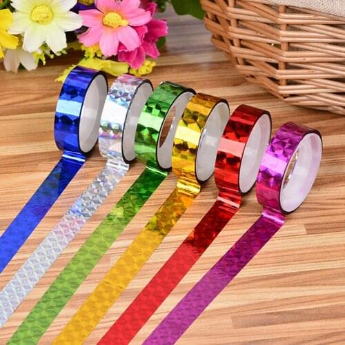 12 Rolls DIY Laser Tape Decorative Sticky Stationery Adhesive Sticker Kids Scrapbooking Tools Stickers Office School Tapes