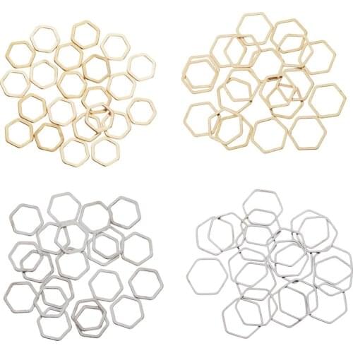 20 Metal Charms Pendants Earring Dangle Hexagon Rings For DIY Jewelry Making