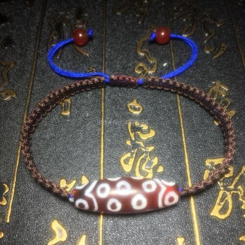 2018 Red DZI 10*30mm 21eyes woman`s bracelet handmade woven jewelry rope diamond knot safety knot ladies Free Shipping