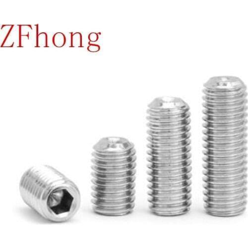 50PCS M2.5*3/4/5/6/8 DIN916 Stainless Steel cup point Hex Socket headness Set Screw Grub Screw