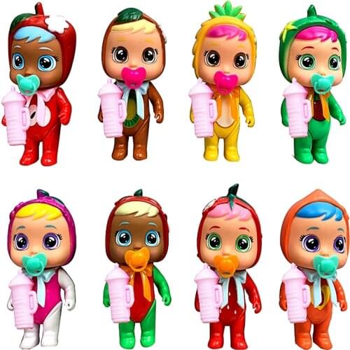 8pcs/set 3D Silicone Inteiro Realista Doll Beber Reborn Cry A Baby Magic Tears Surprise Figures For kids girl Gift bath toys WP8