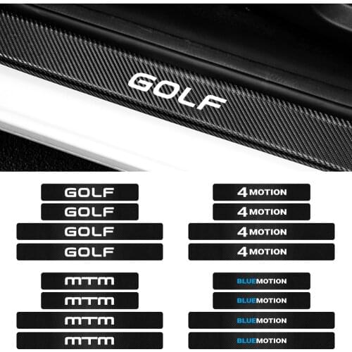 Car 4Pcs Carbon Fibre Door Plate Scuff Protection Stickers for Volkswagen VW golf caddy Blue Motion Polo Touareg MK4 Beetle MTM