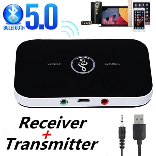 Bluetooth 5.0 Transmitter Receiver EDR Hifi Stereo Wireless Audio Adapter USB Dongle 3.5mm AUX RCA Jack for TV PC Car Headphones