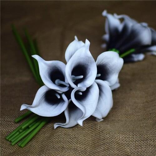 Black Picasso Calla Lilies Real Touch Flowers For Silk Wedding Bouquets Artificial Calla lily Artificial Flowers home decoration