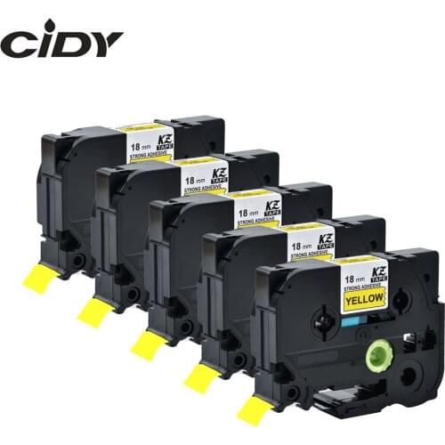 Cidy 5pcs/lot TZe-S641 tze S641 tz-S641 TZ S641 Black on Yellow for p-touch brother label printer label maker