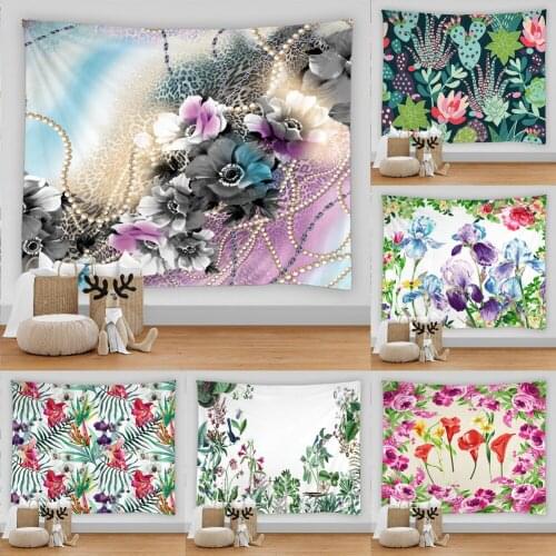 Flower Leaves Tapestry Simple Nordic Style Hippie Mat Wall Hanging Bohemian Bedspread Dorm Decor Tapestries Wall Cloth Carpet