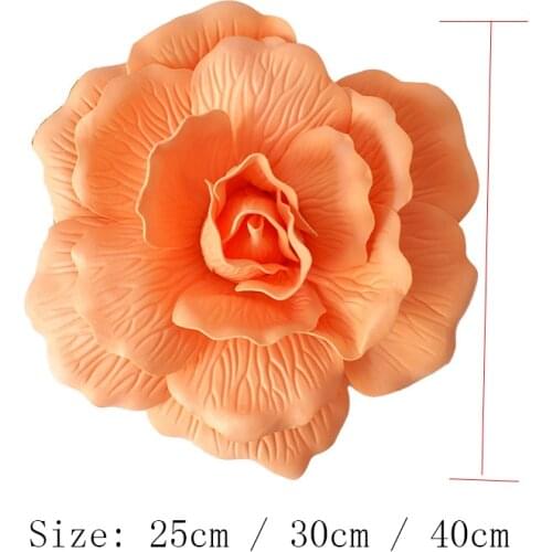 Giant PE Foam Rose Flat Bottom Rose Stereo Artificial flower Home decoration Fake Flowers Wedding Wall Background Decoration