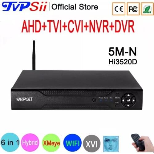 Hi3520D XMeye Audio Face Detection 5MP 5M-N 8CH 8 Channel 6 in 1 Hybrid Onvif NVR TVI CVI WIFI AHD CCTV DVR System