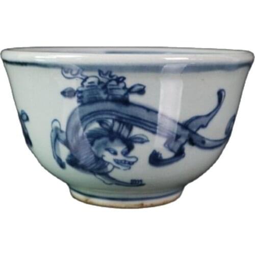 Chinese Old Porcelain Blue And White Dragon Bowl
