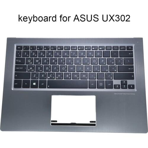 Backlit Arabic keyboard for Asus Zenbook UX302L UX302LA UX302 LG Laptop keyboards AR Grey topcase palmrest New 13NB02P1P01311PC