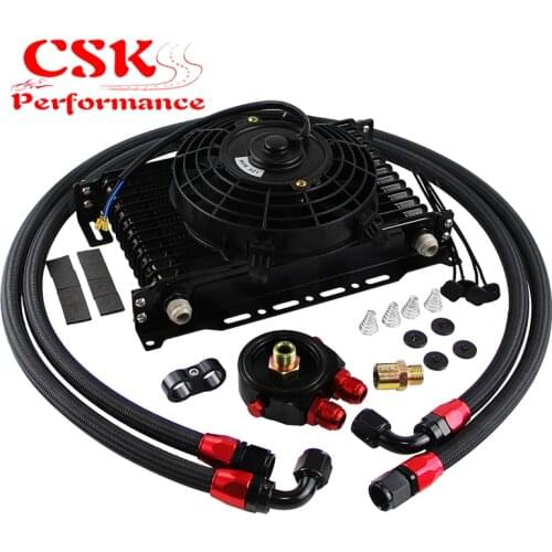 13 Row AN10 Trust 262MM Oil Cooler Kit Filter Adaptor Kit+7" Electric Fan Kit