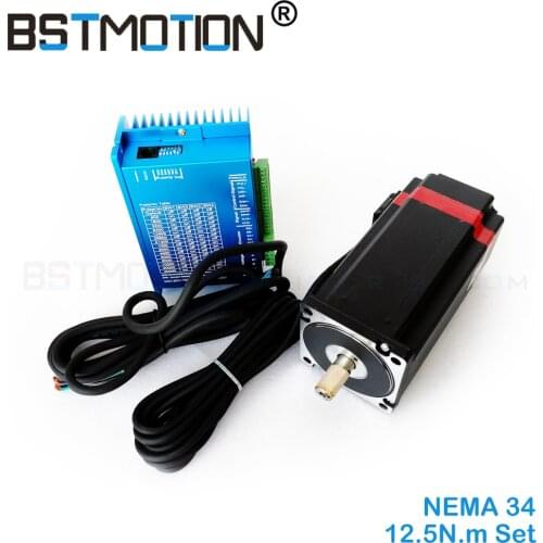 Nema 34 12.5N.m Closed Loop Stepper Motor Kit Hybird Servo Driver HB860H + 86HB250-156B 86 2 Phase Stepper Motor for cnc router