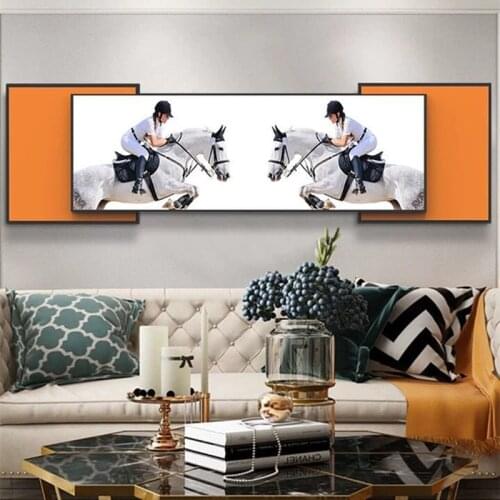 Sport Nordic Creative Style Man Horseback Riding Horse Posters Home Decor Canvas Painting Wall Picture for Living Room