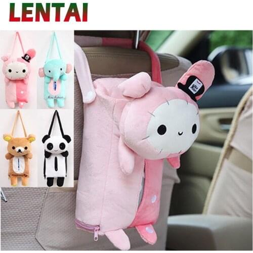 LENTAI For Ford focus 2 3 mk2 fiesta ranger Nissan qashqai j11 juke Ssangyong Saab 1Set Car Cartoon Tissue Box Hanging Paper Bag