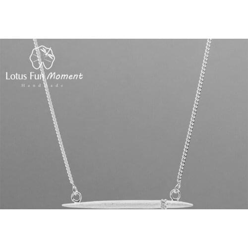Lotus Fun Moment Real 925 Sterling Silver Fashion Jewelry Minimalist Style Necklace Horizontal Needle Pendant Necklace for Women