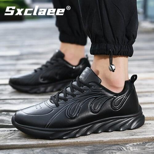 Sxclaee Fashion Artificial Leather Mens Casual Shoes Comfortable Simple Classic Sneakers Outdoor Breathable Non-slip Male Shoes